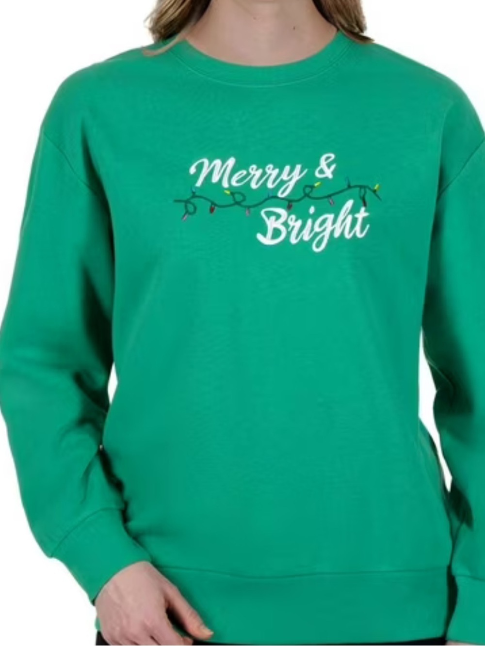 NWT STATE OF MINE Green Long Sleeve Merry & Bright Sweatshirt Size Medium